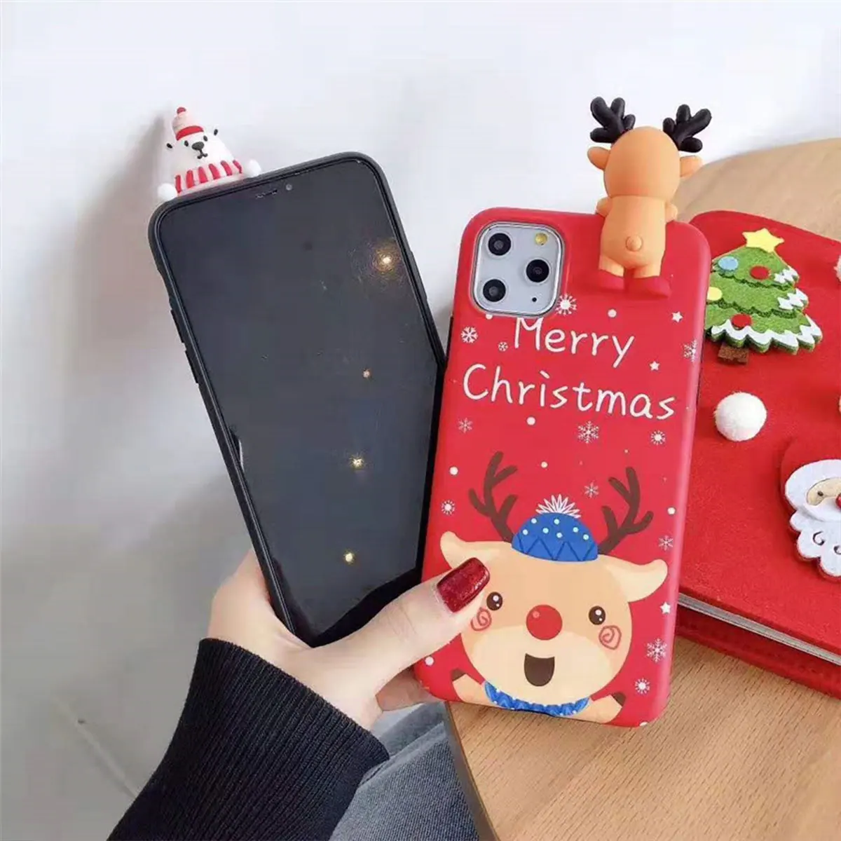 Чехол для телефона IPhone 11 7 8 Plus роскошный силиконовый чехол с рождественским