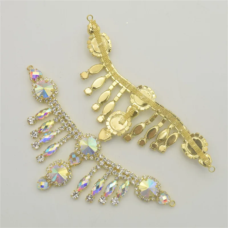 Стеклянные кристаллы стразы с золотым цветком 2 шт.|Принадлежности для рукоделия|