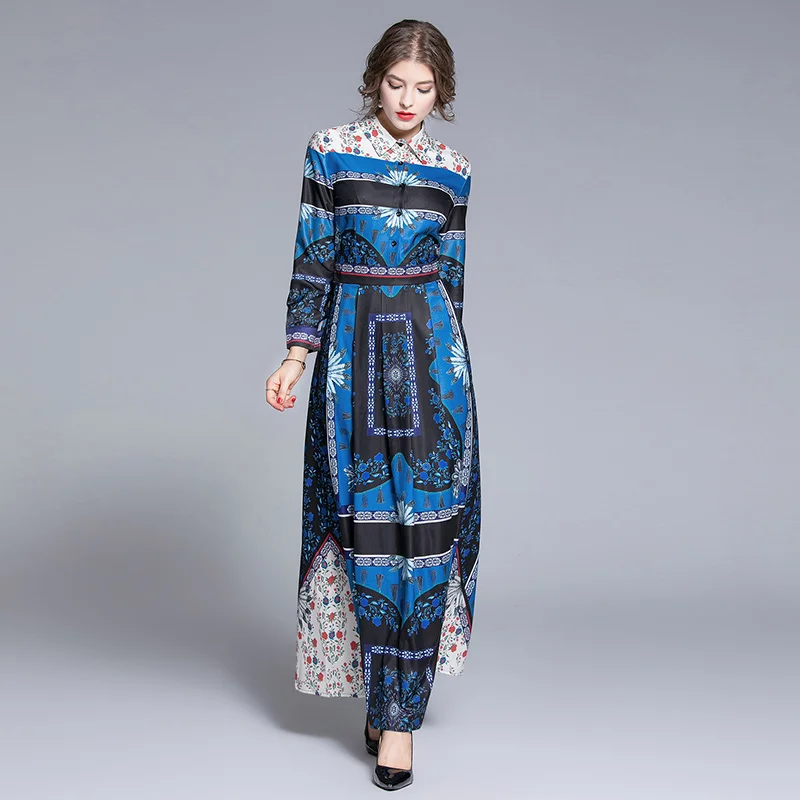 

Fashion Dresses Long Sleeve Comfortable Fabric Printing Long Tshirt Dress for Women Clothing Spring Autumn