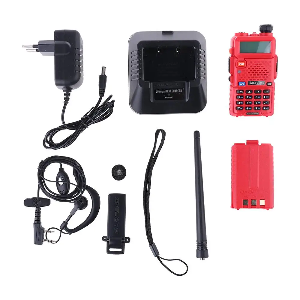 Уличная UV-5R портативная рация профессиональная CB радиостанция Baofeng UV5R трансивер 5 Вт VHF UHF портативная UV 5R охотничья радиостанция - Цвет: Красный