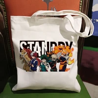 my hero academia japan anime tote bag shopping female hand bag women canvas shopper high capacity hand cloth bag foldable bag