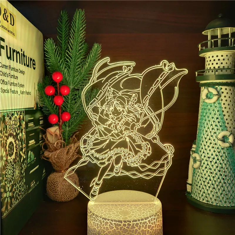 Акриловый светодиодный ночник Project Hakurei Reimu 3D лампа в стиле аниме для спальни