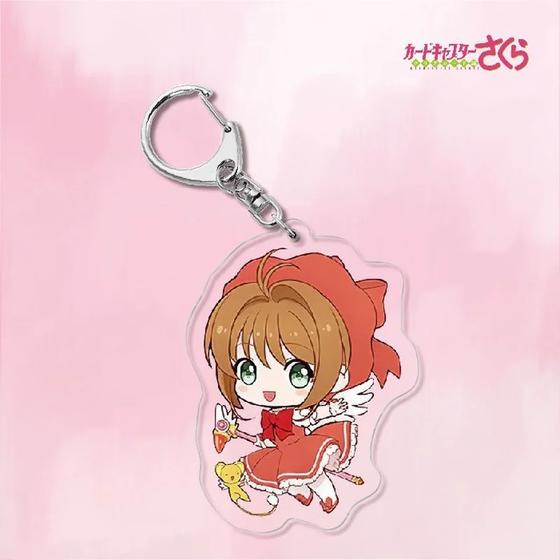 

Card Captor Sakura Key Chain Woman Acrylic Cute Funny Anime Key Ring Kid Keyring Kinomoto Fujitaka Girl Keychains Jewelry Brelok