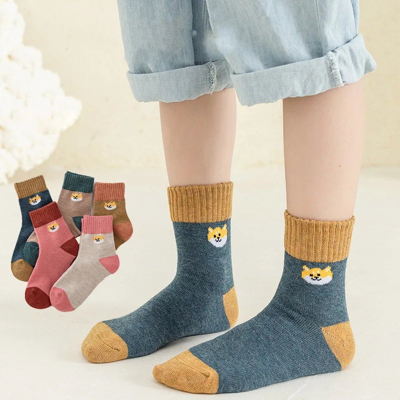 Calcetines gruesos de algod&oacute;n con dibujos animados para ni&ntilde;o feliz, para oto&ntilde;o e invierno, 5 pares, calcetines de ni&ntilde;as beb&eacute; de 1 a 12 a&ntilde;os calcetines deportivos ni&ntilde;os pack calcetines cortos ni&ntilde;os calcetines bebe 12 me-4