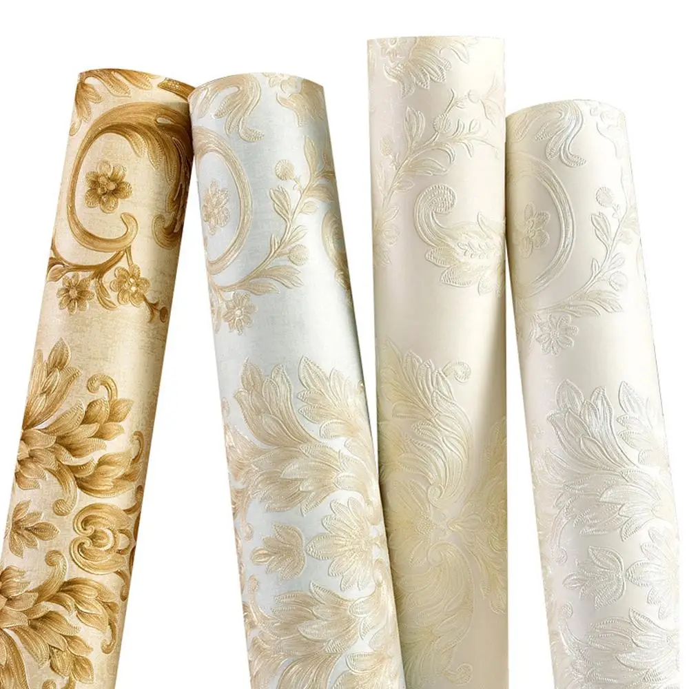 Золотые Самоклеящиеся 3d обои с Дамасским узором простые европейские и