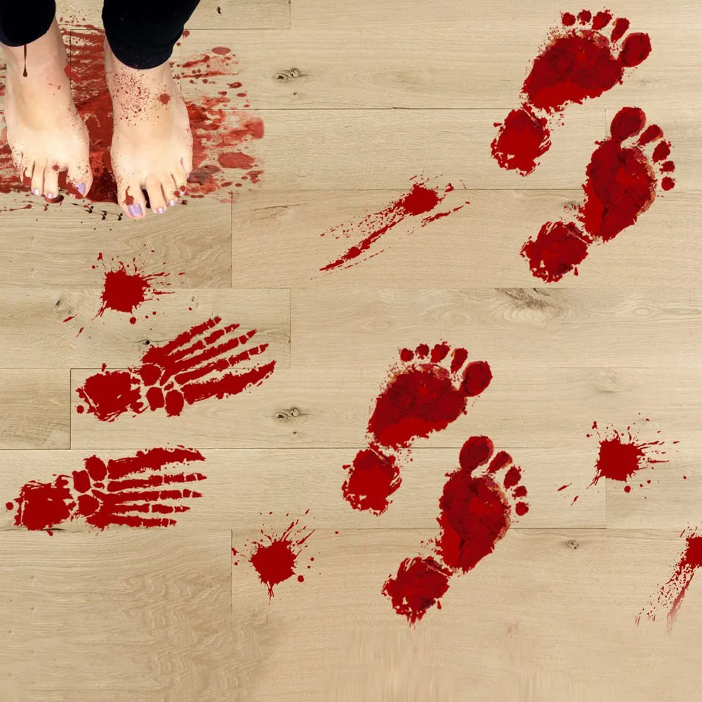 4 комплекта 3D Наклейка на стену с ужасом кровавые следы пол Хэллоуин вампир зомби