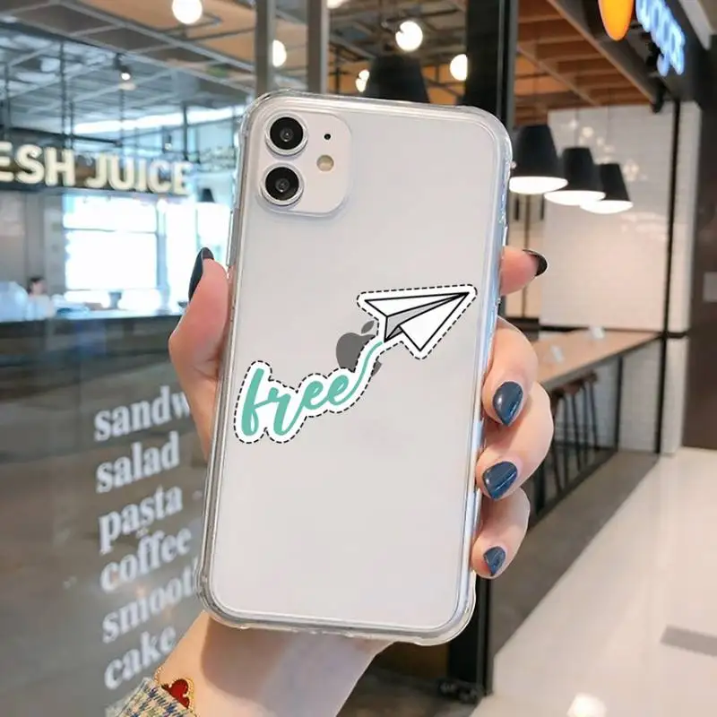

paper airplane Childhood flying cute Phone Case Transparent for iPhone 11 12 mini pro XS MAX 8 7 6 6S Plus X 5S SE 2020 XR