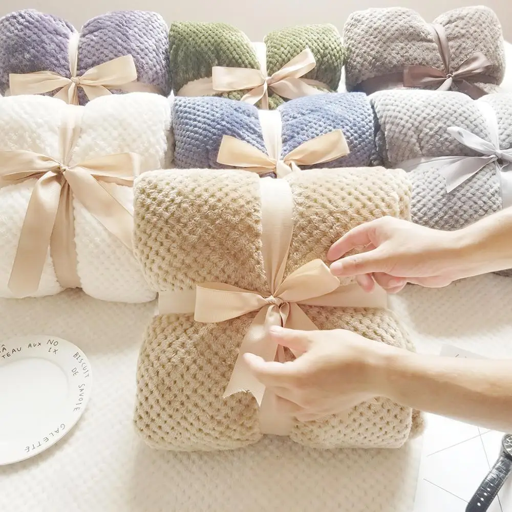 Фланелевое Флисовое одеяло мягкое для путешествий однотонное покрывало