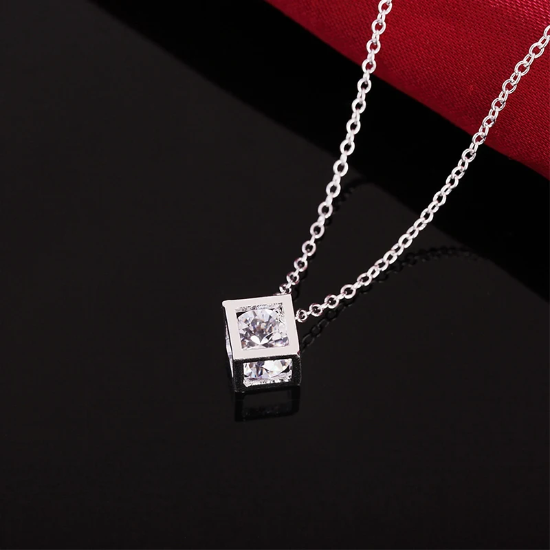 Женская подвеска из стерлингового серебра 925 пробы простая квадратная