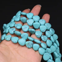 natural blue turquoise heart shaped semi precious stones beaded diy for making jewelry accessories 14mm16pcspiece