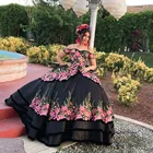 Уникальные черные платья для девушек, мексиканское платье 2020 с коротким рукавом для маскарада, выпускного вечера, красивое платье 15, платья для девушек