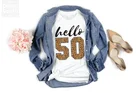 Рубашка y2k с леопардовым принтом Hello 50, подарок на день рождения, гипардовая леопардовая одежда из 100% хлопка с круглым вырезом и короткими рукавами в стиле Харадзюку