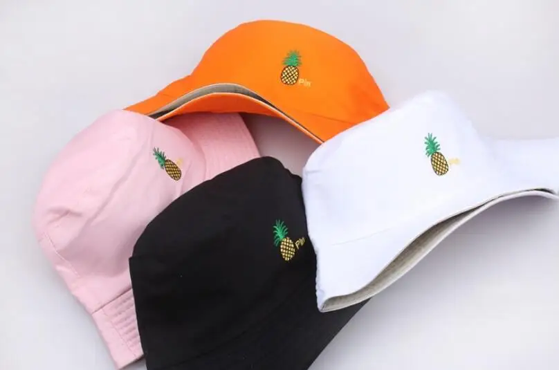 Панама унисекс в стиле хип-хоп пляжная шляпа с принтом ананаса оранжевого цвета