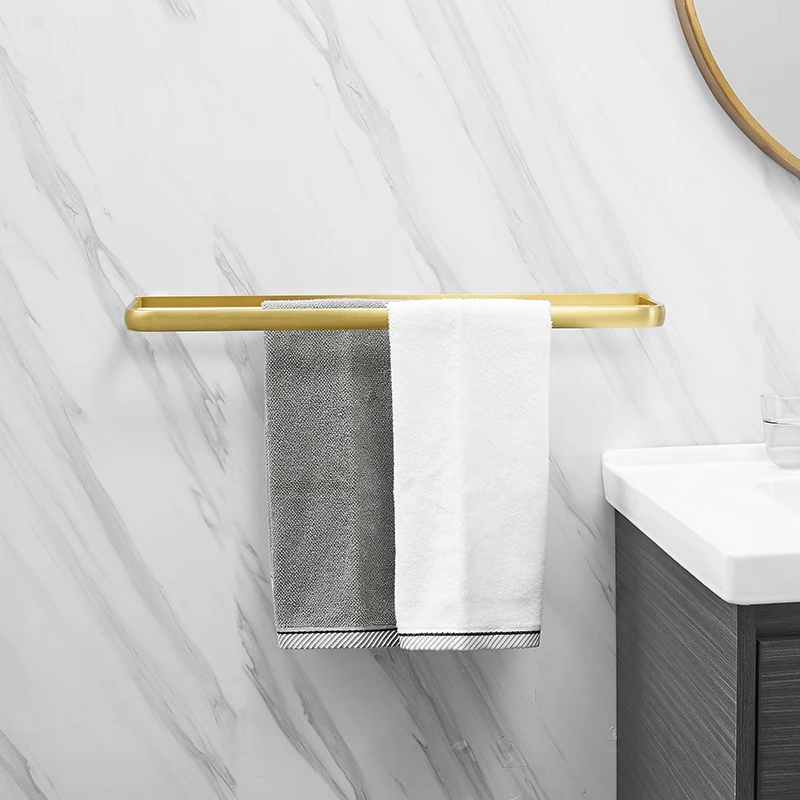 Brushed Gold Aluminum Bathroom Towel Rack Wall Hanging Towel