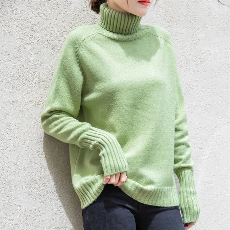 

Knitted Sweater Women 2020 Autumn Winter Korean Cashmere Turtleneck Long Sleeve Pullover Female Jumper Knitwear