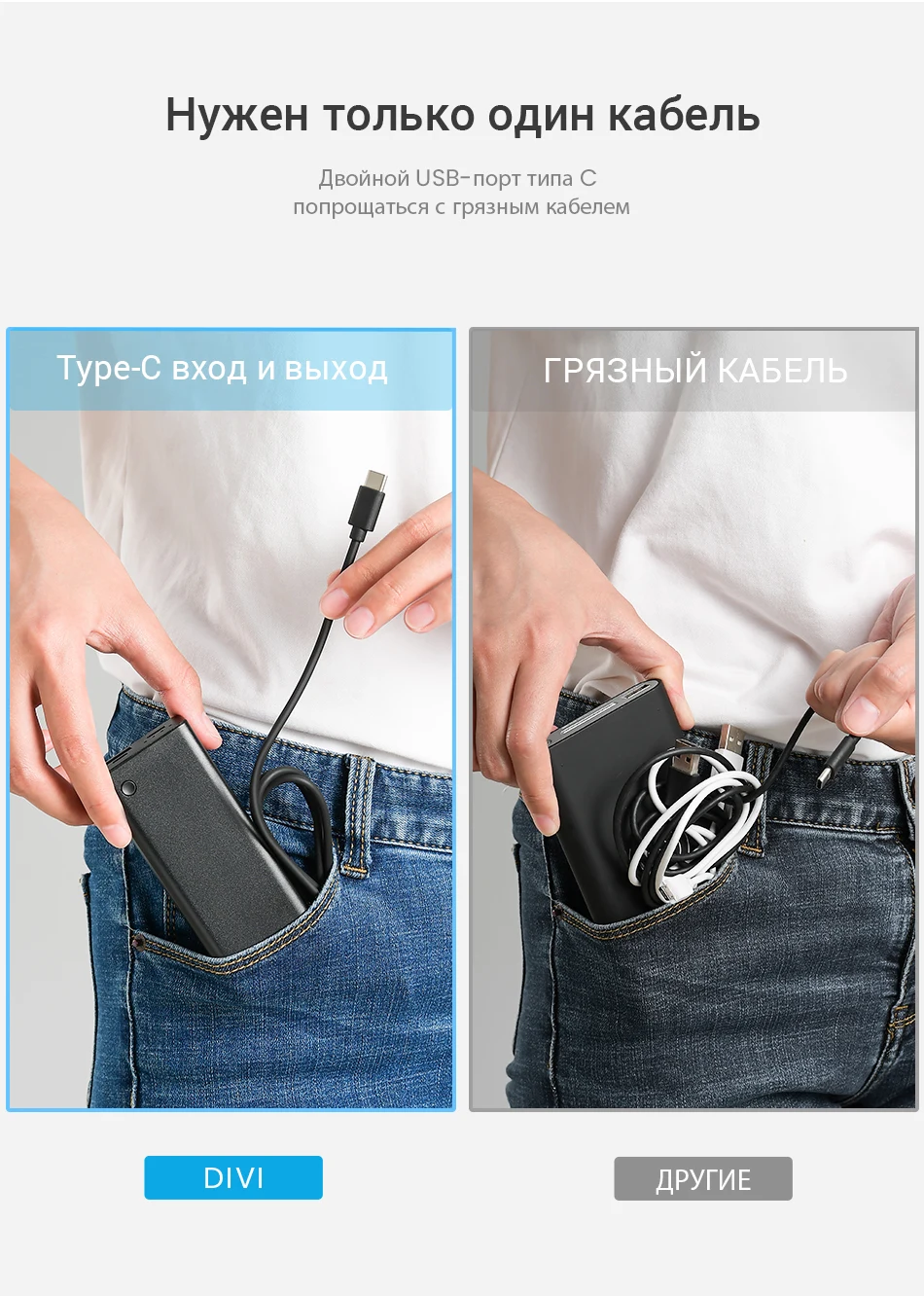 DIVI 10000 мАч, мини внешний аккумулятор, портативное зарядное устройство типа C, 3 А, быстрая зарядка для iPhone, Xiaomi Mi 9, внешний аккумулятор, зарядное устройство