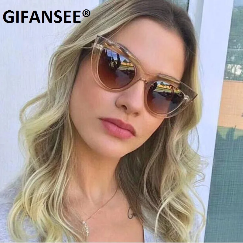 GIFANSEE женские солнцезащитные очки кошачий глаз в черной оправе с зеркальными
