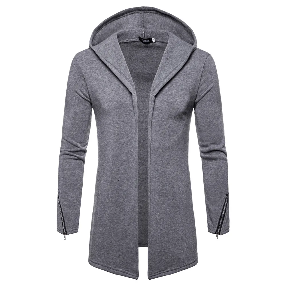 Новый европейский и американский стиль мужской монотонный кардиган с капюшоном