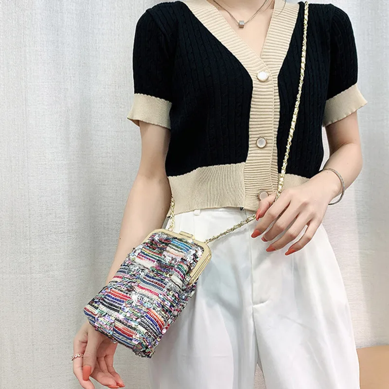 

Сумка-кошелек женская из искусственной кожи, с блестками, мобильный телефон, новинка 2021