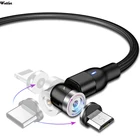 Магнитный кабель 1 м, поворот на 2020 градусов, кабель Micro USB Type-C, магнитный кабель для быстрой зарядки для iPhone 11 Pro Max Huawei, новинка 540