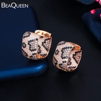 beaqueen unique rectangle leopard shiny micro paved cubic zirconia earrings for women 2021 trend wedding party jewelry e430