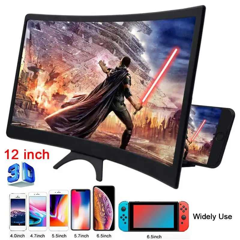 Фирменная Новинка 12 ''HD 3D Лупа изогнутые увеличенные Экран мобильный телефон