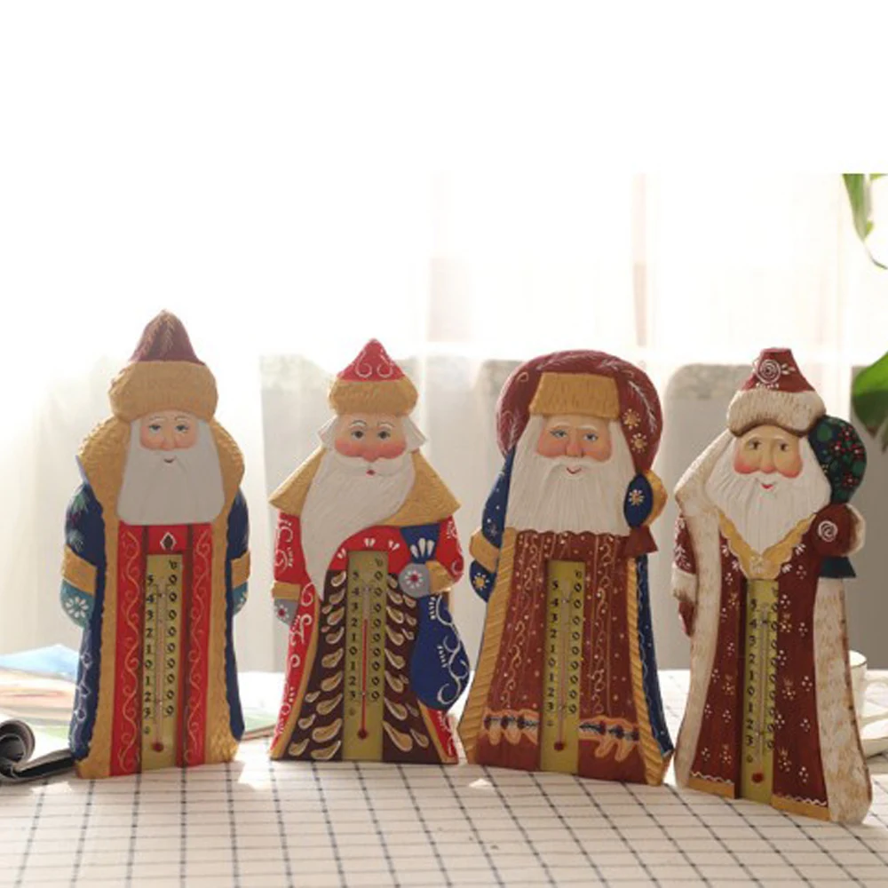 

Santa Claus Thermometer American Country Wall Hanging Home Decoration Supplies Christmas Gifts Wood Painted Decorative Tools