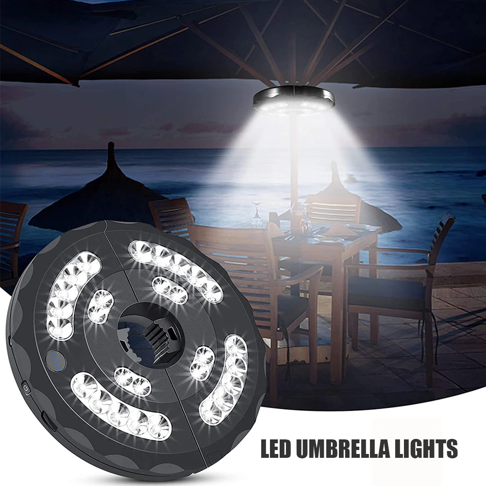 

28 LEDS USB Outdoor Poles Tent Camping Lights Warm Whtie Lamp parasol Umbrell led for Lantern Beach Garden Patio Umbrella Light