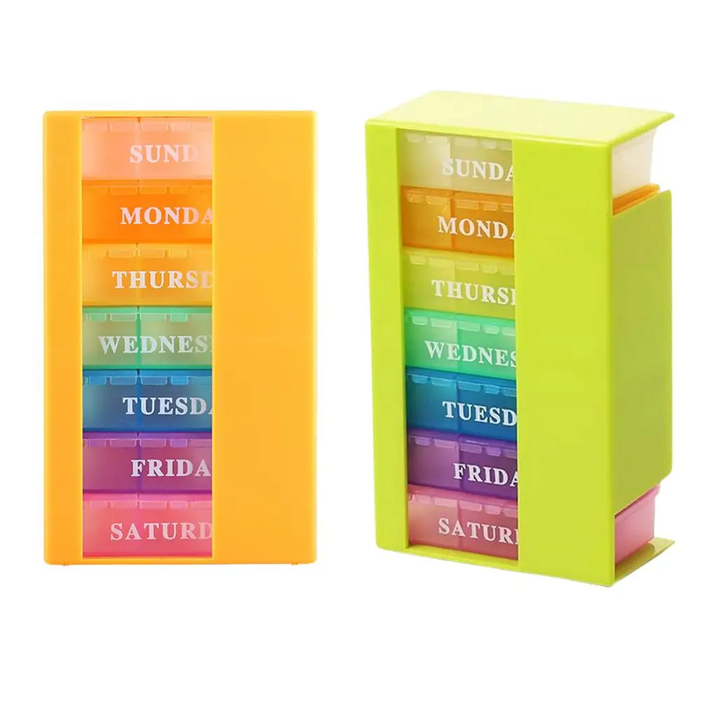 

Органайзер для лекарств, еженедельная коробка для таблеток с 21 небольшим органайзером для таблеток 3 раза в день, Штабелируемый диспенсер д...