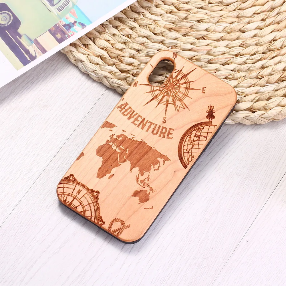 

Nautical World Map Travel Compass Engraved Wood Phone Case Funda For iPhone 12 6S 6Plus 7 7Plus 8 8Plus XR X XS Max 11 Pro Max