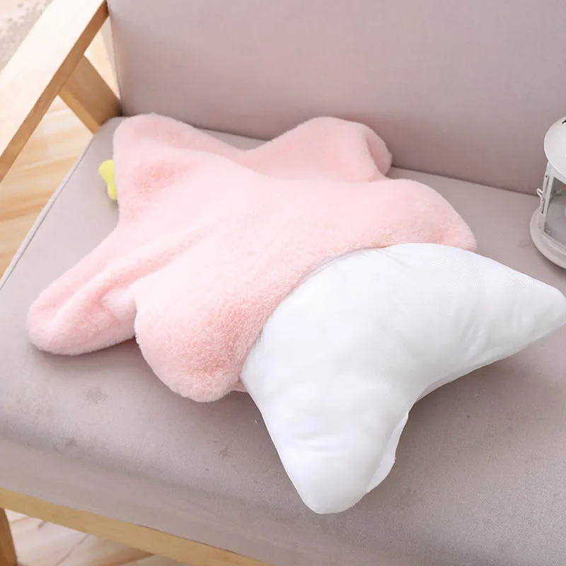 Короткие Плюшевые подушки мягкие пушистые пледы сердцевины Звезда Луна корона в