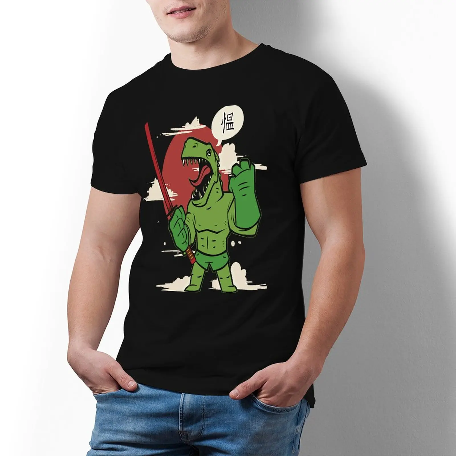 

Футболка с изображением динозавра, Пляжная забавная хлопковая футболка, футболка с коротким рукавом и принтом, мужская модель