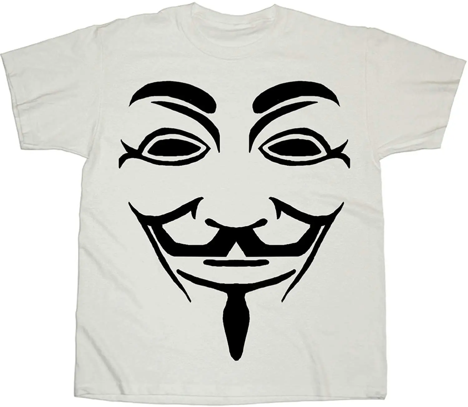 

V For Vendetta Black Line Mask White TShirt