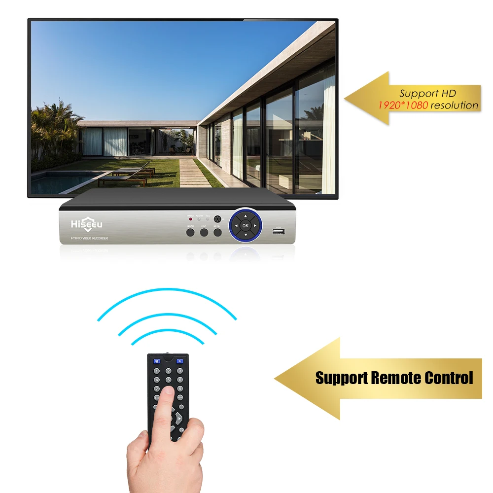Hiseeu16CH 5в1 AHD DVR для CVBS TVI аналоговая IP камера CCTV NVR P2P Облако H.264 VGA HDMI система