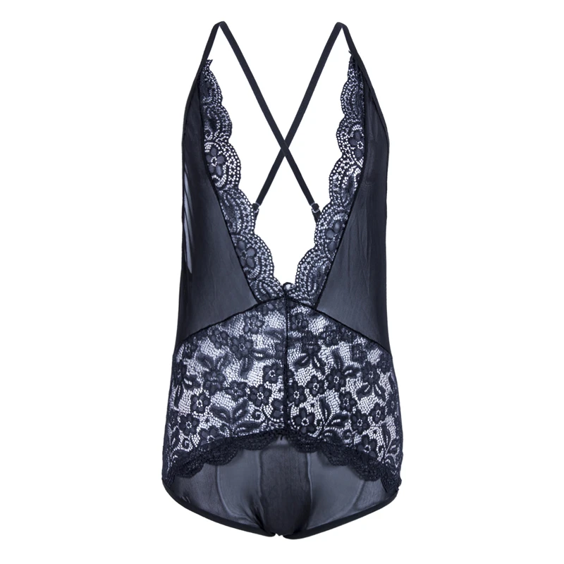 Боди женское кружевное на бретелях с глубоким V-образным вырезом без рукавов 5