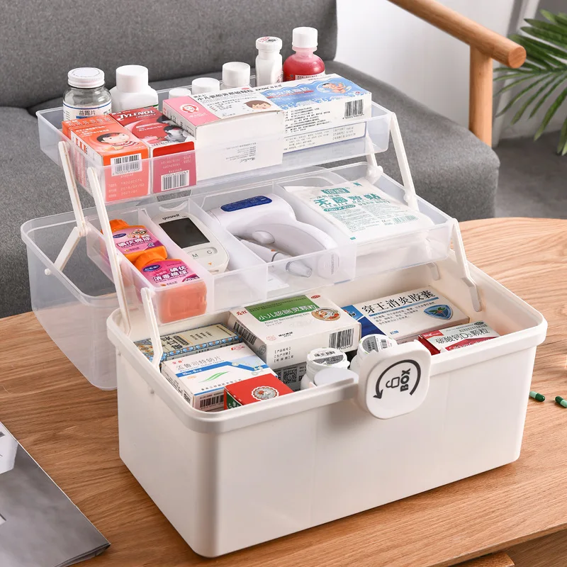 

Portable First Aid Kit 3-Layer Plastic Multifunctional Foldable Household large-capacity Medicine Sundries Storage Medical Box