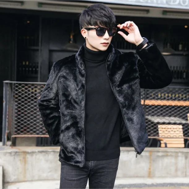 Пушистые пальто из искусственного меха для мужчин 2020 зимняя черная официальная