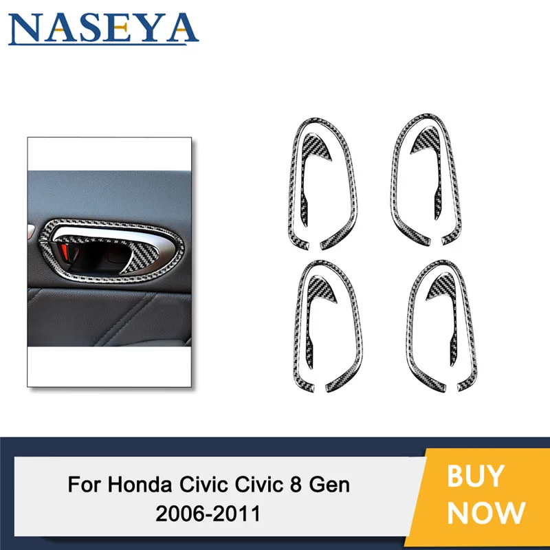 

For Honda Civic 8th Gen 2006-2011 Carbon Fiber Car Stickers Door Handle 8 Pieces Car Accessories