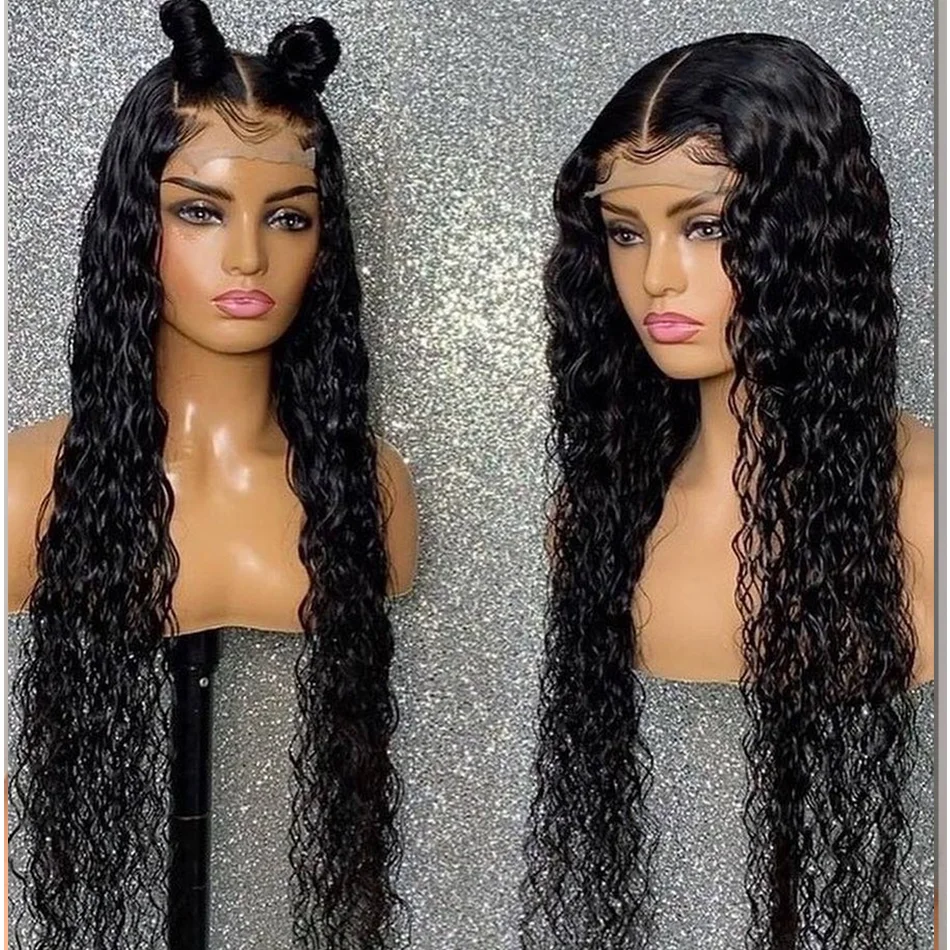 

Middle Part 180% Density Medium Long Kinky Curly Synthetic Lace Front Wig For Black Women With BabyHair Preplucked Daily Cosplay
