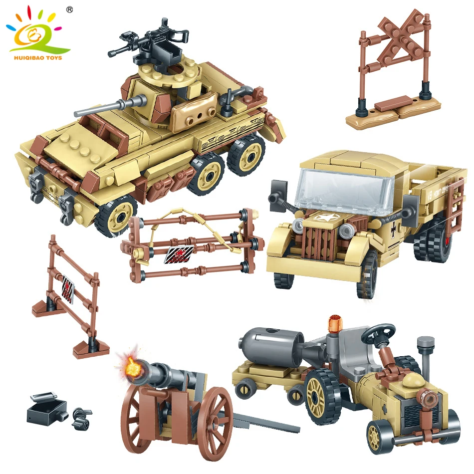 HUIQIBAO военные WW2 солдатские фигурки модель самолета строительные блоки оружие