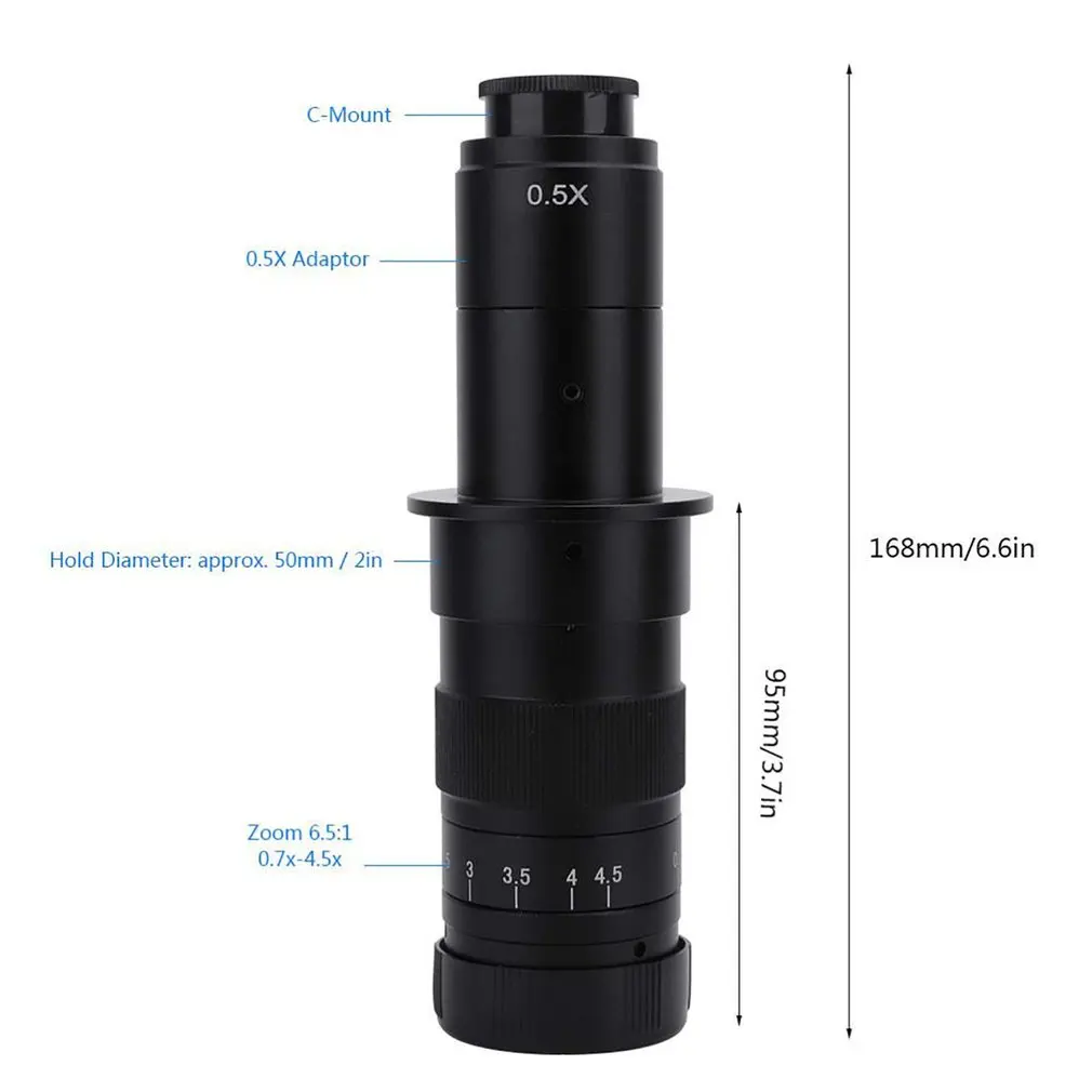 

180X Monocular Optical Zoom C-Mount Eyepiece Lens 0.7X-4.5X Industrial Microscope Lens Used in Microelectronics