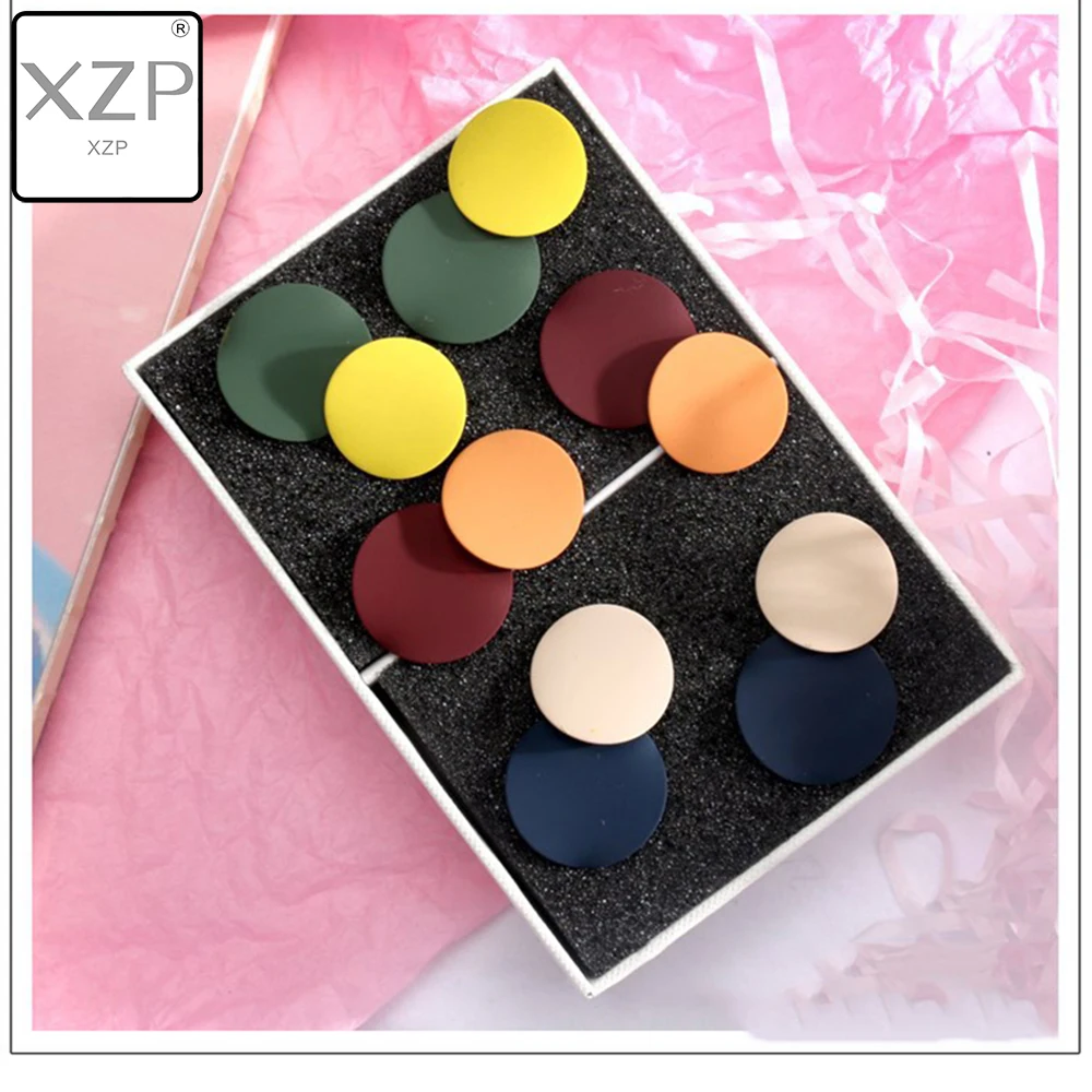 Винтажные матовые золотые геометрические серьги-подвески XZP женские элегантные