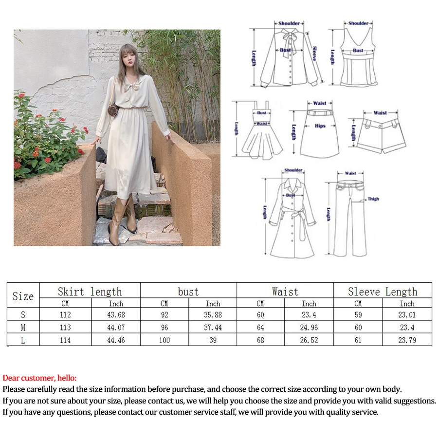 

Printed V-neck Dress Woman Simple Elastic Waist Long Sleeve Loose Dress Women Casual Bowknot High Waist Women's Dresses