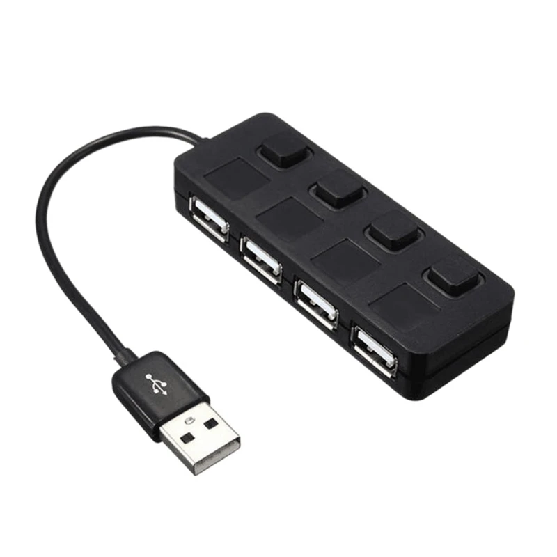 

AU42 -Hub, 4-Port USB2.0 Adapter, with Independent LED Power Switch, Portable Data Hub, Suitable for Windows XP/Vista/7/8/10