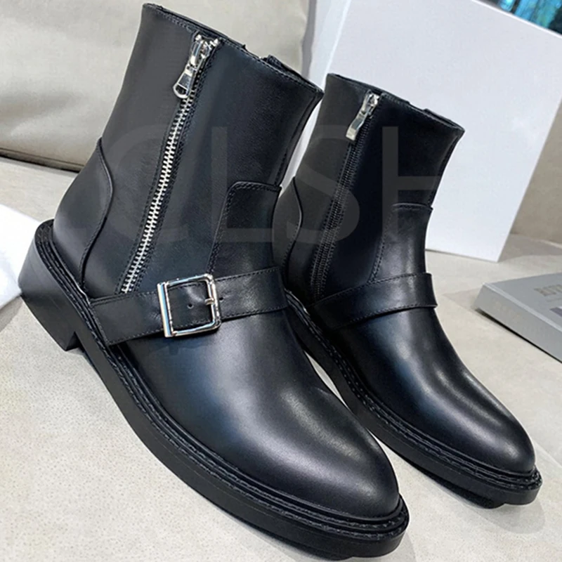 

Брендовые дизайнерские ботинки Martin на плоской подошве с круглым носком, женские популярные ботинки Martin на боковой молнии, декоративные нов...