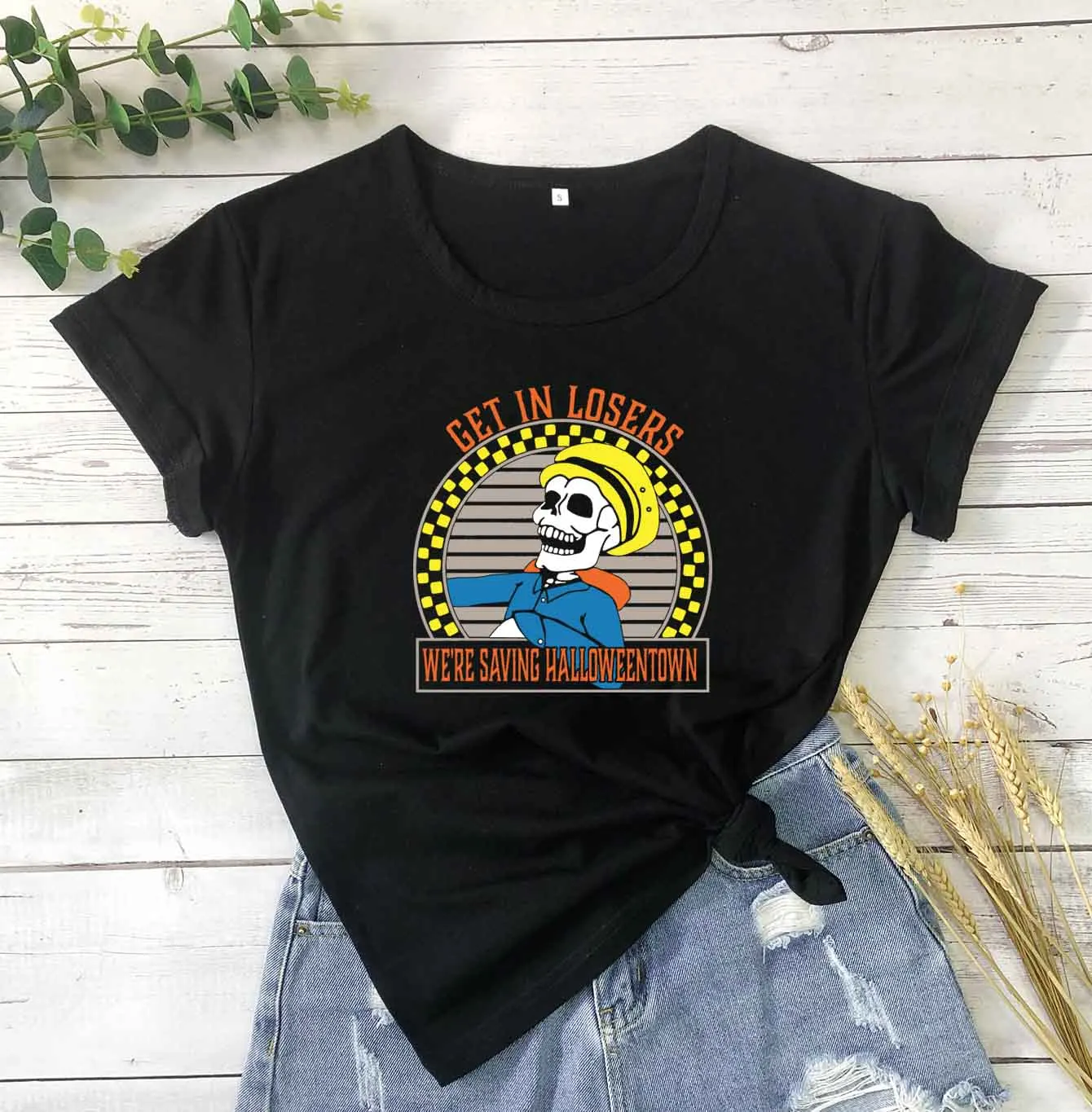 

Модная женская футболка из чистого хлопка в готическом стиле, с рисунком скелета на Хэллоуин, хипстер, гранж, tumblr, ужасные праздничные футбо...