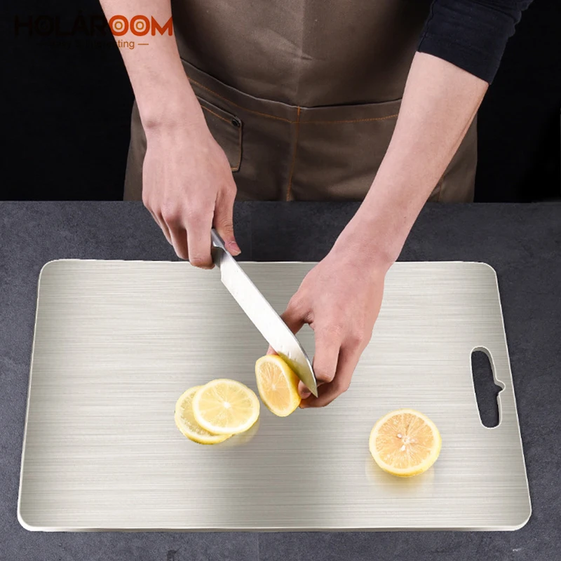 

Holaroom Stainless Steel Chopping Block Fruit Vegetable Meat Chopping Boards Easy Clean Cutting Board Practical Kitchen Tool