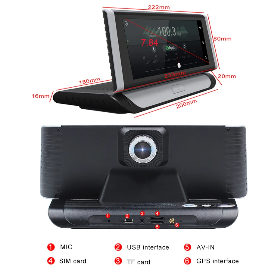 Автомобильный видеорегистратор Anfilite 4G ADAS GPS навигация Full HD 1080P 7 84 &quotAndroid 5 1 с двумя
