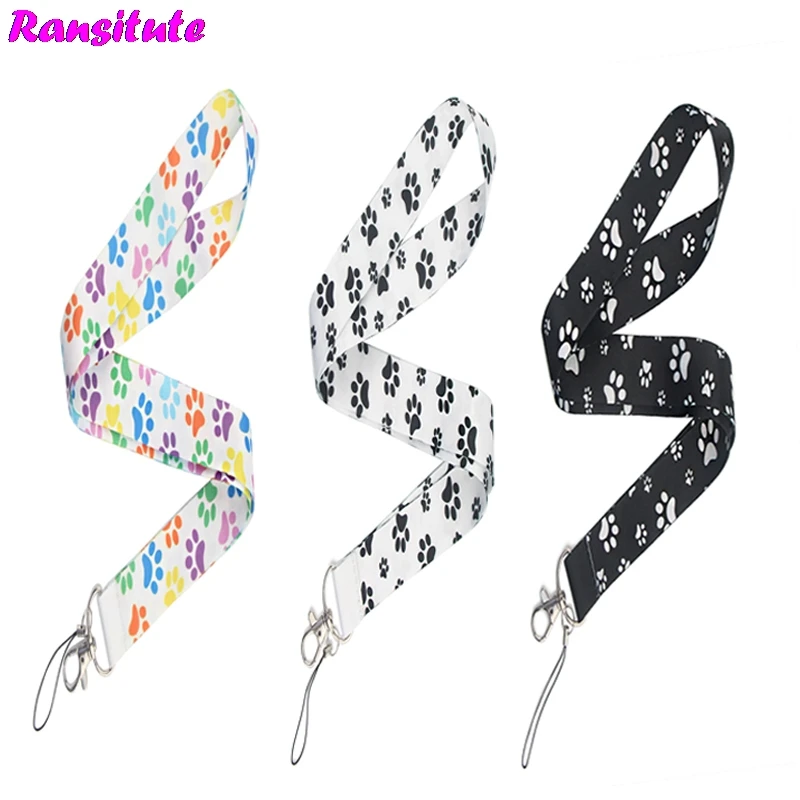 Ransitute Dog Paw Print Mobile Phone Lanyard Key ID Card USB Badge Holder DIY Fashion Neckband Decoration R826 | Мобильные телефоны