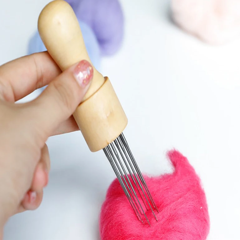 Шерсть Войлок инструмент с 8 игл diy-войлочные из массива дерева дверные ручки
